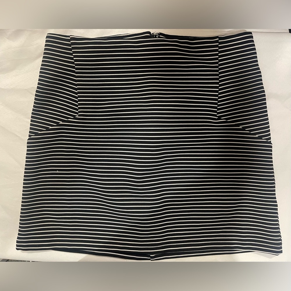 Topshop Black and White Striped Miniskirt